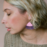 Midi Gum Blossom flower earrings in Musk Pink & Eggplant