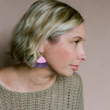 Midi Gum Blossom flower earrings in Musk Pink & Eggplant