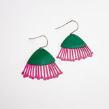 Midi Gum Blossom flower earrings in Green & Pink