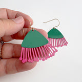 Midi Gum Blossom flower earrings in Green & Pink