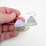 Mini Gum Blossom flower earrings in Lilac & Sage
