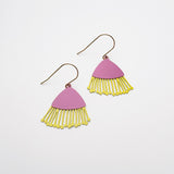 Mini Gum Blossom flower earrings in Pink & Yellow