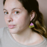 Mini Gum Blossom flower earrings in Pink & Yellow