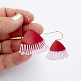 Mini Gum Blossom flower earrings in Red & Pink