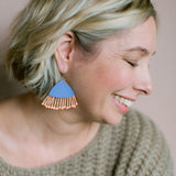 Gum Blossom flower earrings in Periwinkle & Peach