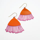 Gum Blossom flower earrings in Orange & Hot Pink