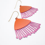 Gum Blossom flower earrings in Orange & Hot Pink