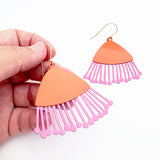 Gum Blossom flower earrings in Orange & Hot Pink