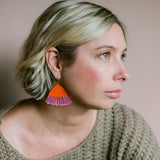 Gum Blossom flower earrings in Orange & Hot Pink