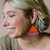 Gum Blossom flower earrings in Orange & Hot Pink