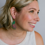 Grevillea flower earrings in Black/Green/Pink