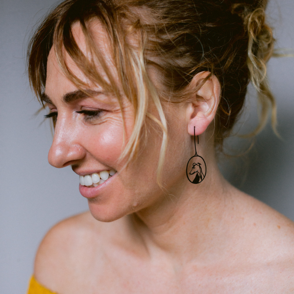Greyhound earrings in Black