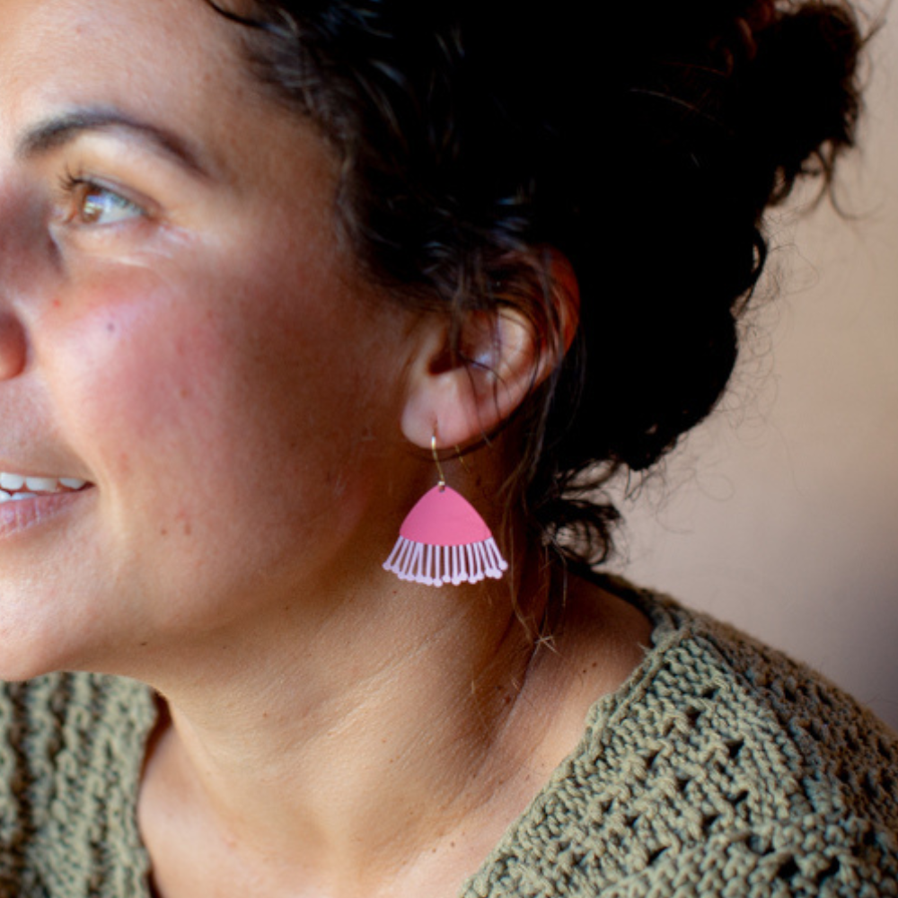 Gum Blossom flower earrings in Raspberry & Pink - Mini