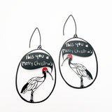 Ibis You a Merry Christmas earrings in Black, White & Red