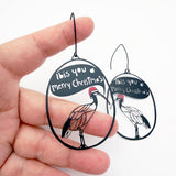 Ibis You a Merry Christmas earrings in Black, White & Red
