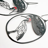 Ibis You a Merry Christmas earrings in Black, White & Red