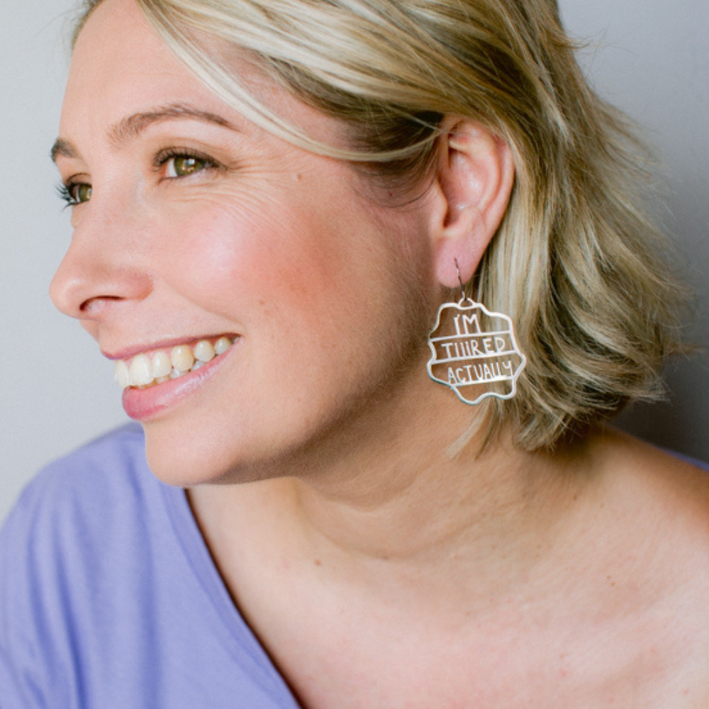 $59 Set: I'm Tiiired Actually Silver & Yeah Nah Silver earring set