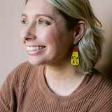 Keen As earrings in Mustard & Red