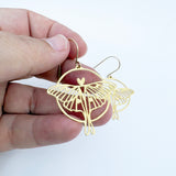Luna Moth earrings in Gold