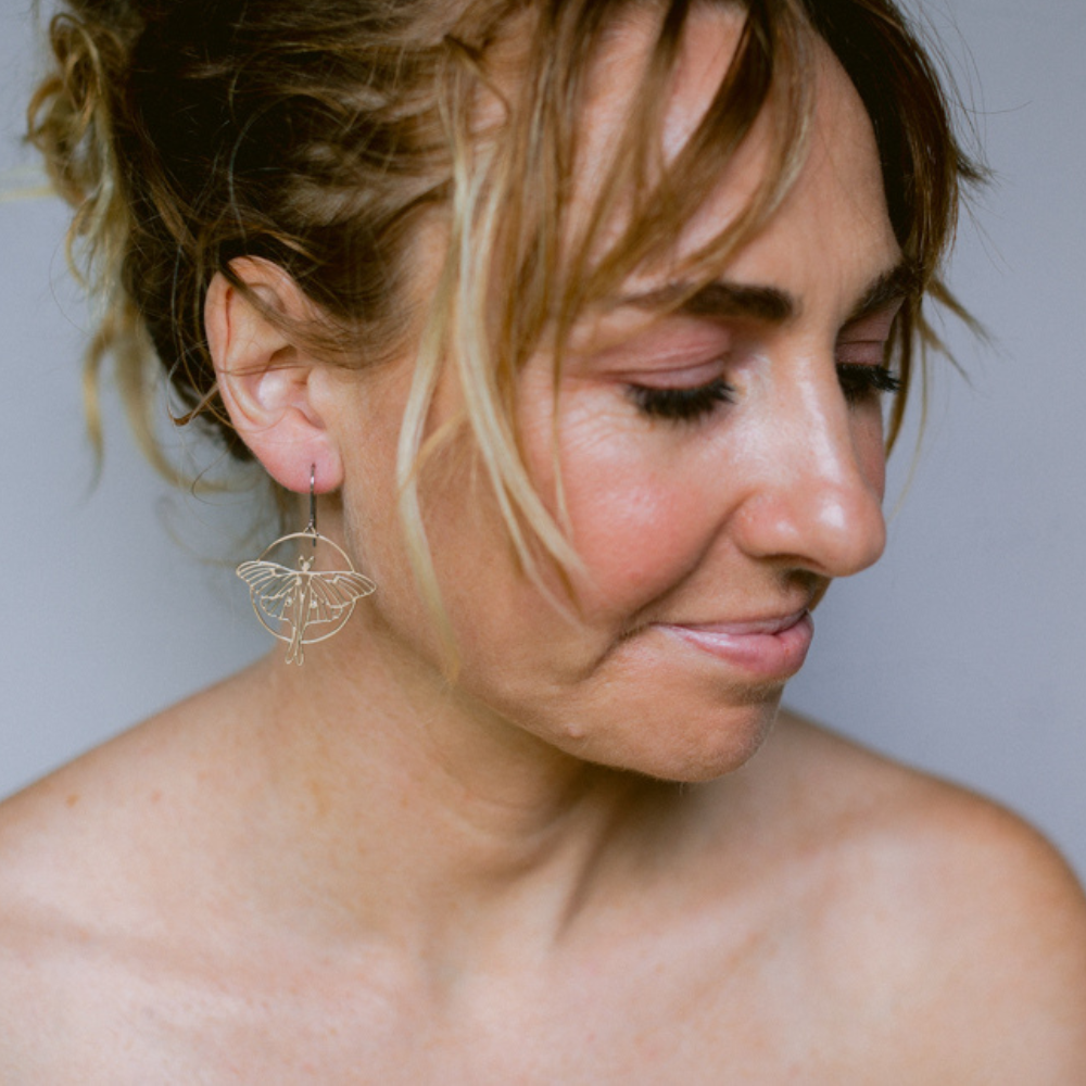 Luna Moth earrings in Silver