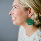 Merry Christmas Grinches earrings in Dark Green