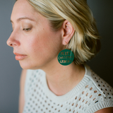 Merry Christmas Grinches earrings in Dark Green