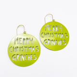 Merry Christmas Grinches earrings in Light Green