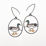 Mallard Duck earrings in Brown, Green & Orange