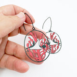 Manta Ray earrings in Black & Red
