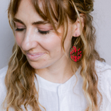 Manta Ray earrings in Black & Red