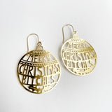 Merry Christmas Bitches earrings in Gold