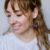 Fuchsia flower earrings in Black, Purple & Pink