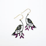 Midi New Holland Honeyeater earrings in Black/Yellow/Purple