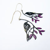 Midi New Holland Honeyeater earrings in Black/Yellow/Purple
