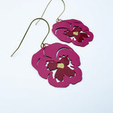 Pansy flower earrings in Pink & Cherry
