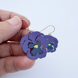 Pansy flower earrings in Violet & Purple
