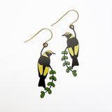 Midi Regent Bowerbird earrings in Black/Yellow/Green