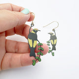 Midi Regent Bowerbird earrings in Black/Yellow/Green