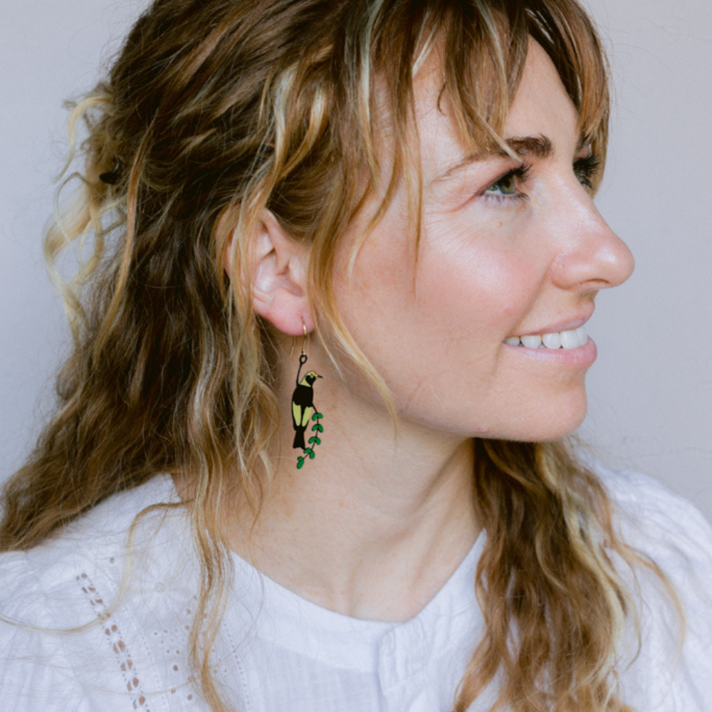 $65 Set: Regent Bowerbird & Wattle earring set
