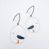 Seagull earrings in White, Grey & Orange