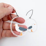 Seagull earrings in White, Grey & Orange