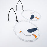 Seagull earrings in White, Grey & Orange