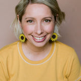Midi Sunflower earrings in Black/Brown/Yellow