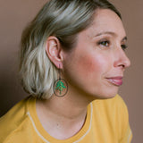 Midi Wattle Flower earrings in Black/Yellow/Green