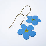Forget Me Not flower earrings in Blue & Yellow