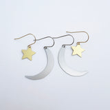 Moon & Star stacker earrings in Gold & Silver