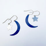 Moon & Star stacker earrings in Navy & Silver