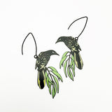 Regent Honeyeater earrings in Black/Yellow/Green