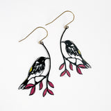 New Holland Honeyeater earrings in Black, Yellow & Purple