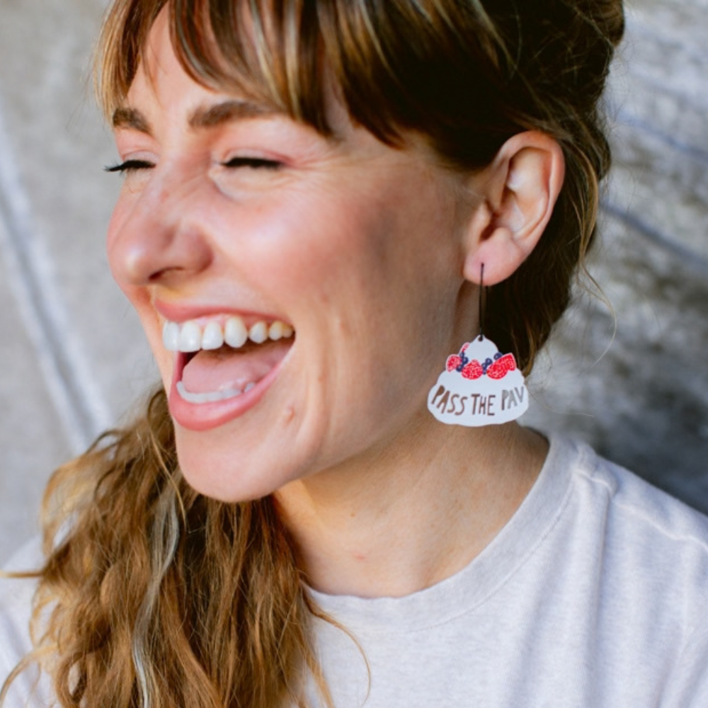 Pass the Pav earrings in White, Red & Purple